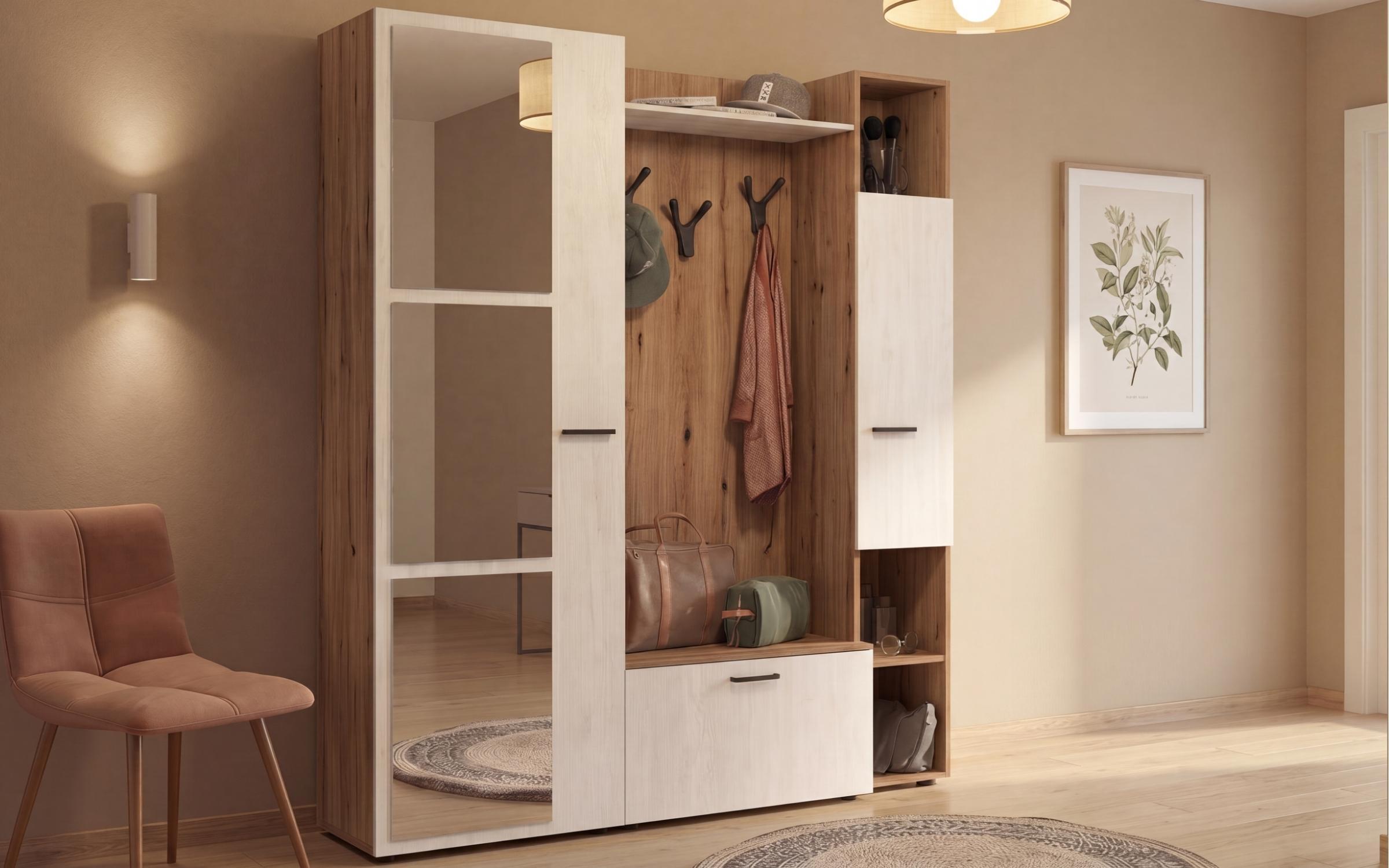 Hall Tree Lago, Evoke oak + Silk  1